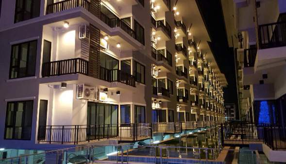 North Beach condominium at night