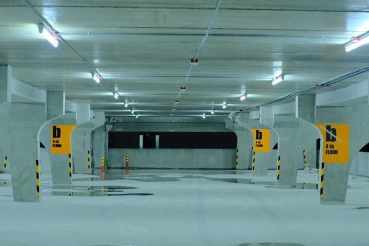 Completed parking building interior